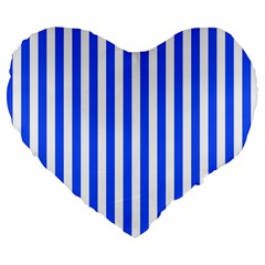 Blue Stripes, Sticker, Stickers Large 19  Premium Flano Heart Shape Cushions from ArtsNow.com Front