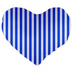 Blue Stripes, Sticker, Stickers Large 19  Premium Flano Heart Shape Cushions