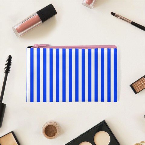 Blue Stripes, Sticker, Stickers Cosmetic Bag (XS) from ArtsNow.com Front