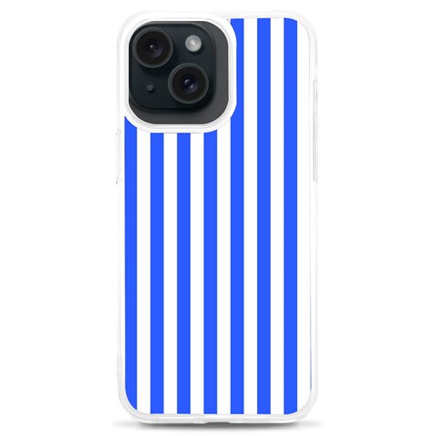 Blue Stripes, Sticker, Stickers iPhone 15 Plus TPU UV Print Case from ArtsNow.com Front