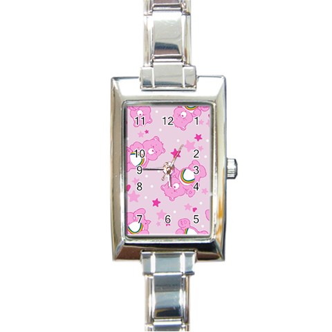 Cheer Bear Pink, Care, Care Bears, Cartoon Rectangle Italian Charm Watch from ArtsNow.com Front