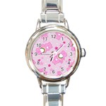 Cheer Bear Pink, Care, Care Bears, Cartoon Round Italian Charm Watch