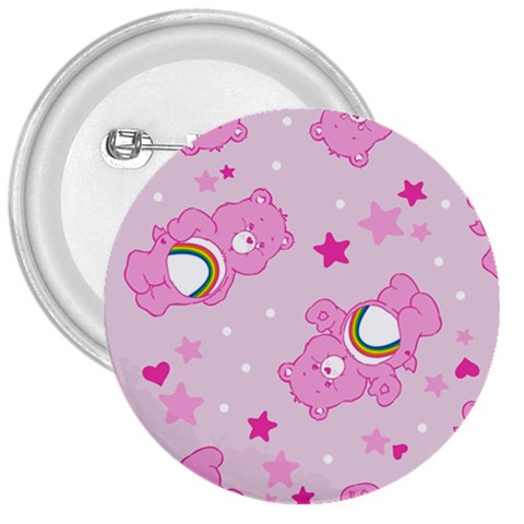 Cheer Bear Pink, Care, Care Bears, Cartoon 3  Buttons from ArtsNow.com Front