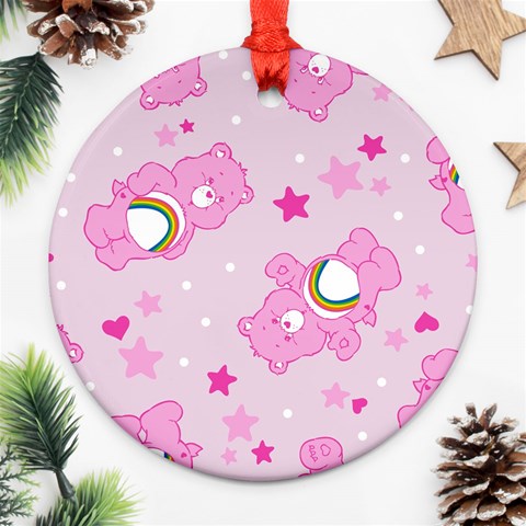 Cheer Bear Pink, Care, Care Bears, Cartoon Ornament (Round) from ArtsNow.com Front