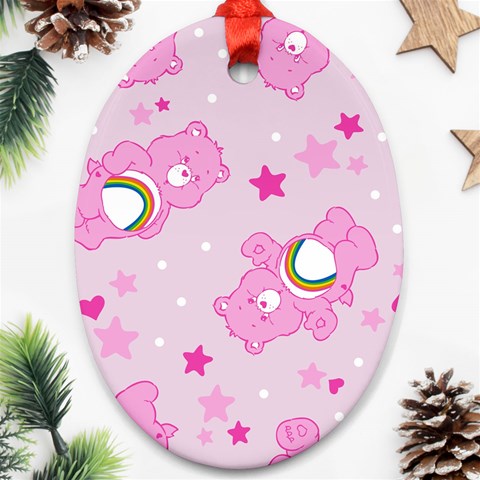 Cheer Bear Pink, Care, Care Bears, Cartoon Ornament (Oval) from ArtsNow.com Front