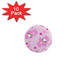 Cheer Bear Pink, Care, Care Bears, Cartoon 1  Mini Magnet (10 pack) 