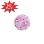 Cheer Bear Pink, Care, Care Bears, Cartoon 1  Mini Magnets (100 pack) 