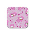 Cheer Bear Pink, Care, Care Bears, Cartoon Rubber Coaster (Square)