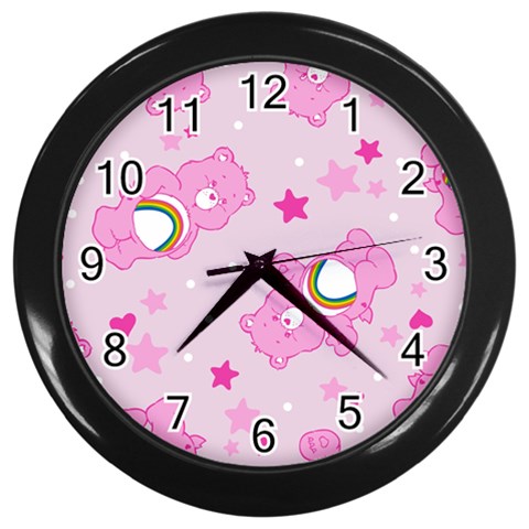 Cheer Bear Pink, Care, Care Bears, Cartoon Wall Clock (Black) from ArtsNow.com Front