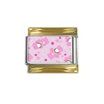 Cheer Bear Pink, Care, Care Bears, Cartoon Gold Trim Italian Charm (9mm)