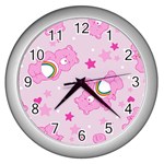 Cheer Bear Pink, Care, Care Bears, Cartoon Wall Clock (Silver)