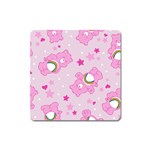 Cheer Bear Pink, Care, Care Bears, Cartoon Square Magnet