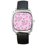 Cheer Bear Pink, Care, Care Bears, Cartoon Square Metal Watch