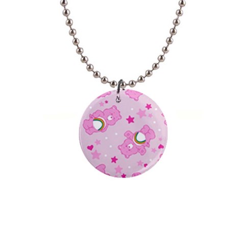 Cheer Bear Pink, Care, Care Bears, Cartoon 1  Button Necklace from ArtsNow.com Front