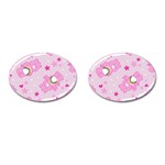 Cheer Bear Pink, Care, Care Bears, Cartoon Cufflinks (Oval)