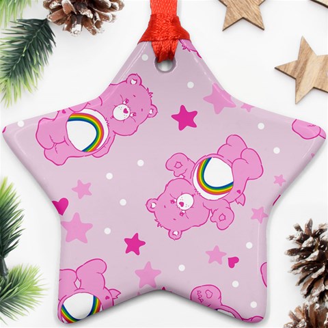 Cheer Bear Pink, Care, Care Bears, Cartoon Star Ornament (Two Sides) from ArtsNow.com Front