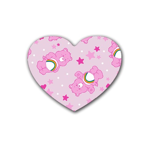 Cheer Bear Pink, Care, Care Bears, Cartoon Rubber Coaster (Heart) from ArtsNow.com Front