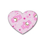 Cheer Bear Pink, Care, Care Bears, Cartoon Rubber Coaster (Heart)