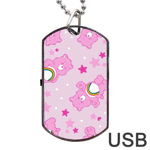 Cheer Bear Pink, Care, Care Bears, Cartoon Dog Tag USB Flash (One Side) from ArtsNow.com Front