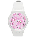 Cheer Bear Pink, Care, Care Bears, Cartoon Round Plastic Sport Watch (M)