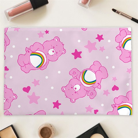 Cheer Bear Pink, Care, Care Bears, Cartoon Cosmetic Bag (XXL) from ArtsNow.com Front