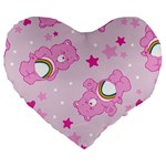 Cheer Bear Pink, Care, Care Bears, Cartoon Large 19  Premium Heart Shape Cushions