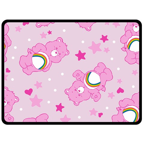 Cheer Bear Pink, Care, Care Bears, Cartoon Two Sides Fleece Blanket (Large) from ArtsNow.com 80 x60  Blanket Back