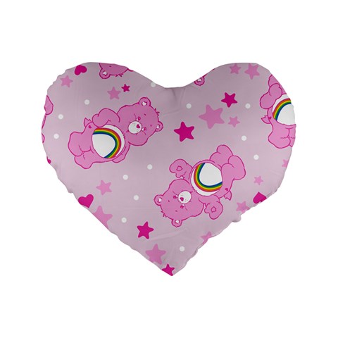 Cheer Bear Pink, Care, Care Bears, Cartoon Standard 16  Premium Flano Heart Shape Cushions from ArtsNow.com Front