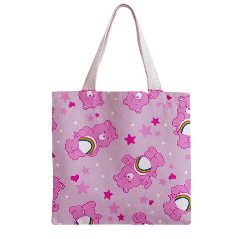 Cheer Bear Pink, Care, Care Bears, Cartoon Zipper Grocery Tote Bag from ArtsNow.com Front