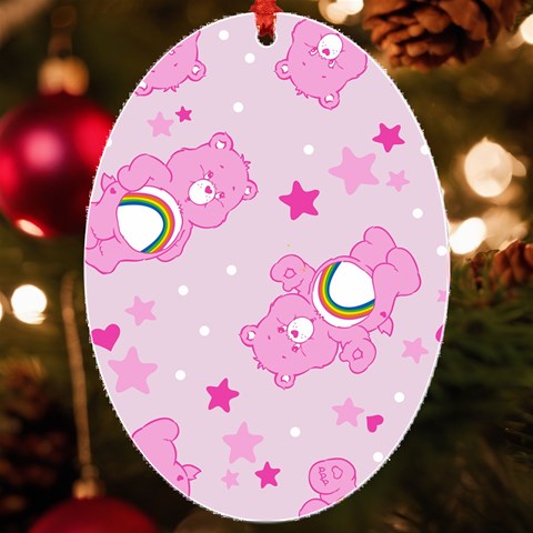 Cheer Bear Pink, Care, Care Bears, Cartoon UV Print Acrylic Ornament Oval from ArtsNow.com Front