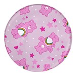 Cheer Bear Pink, Care, Care Bears, Cartoon Round Glass Fridge Magnet (4 pack)