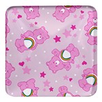 Cheer Bear Pink, Care, Care Bears, Cartoon Square Glass Fridge Magnet (4 pack)