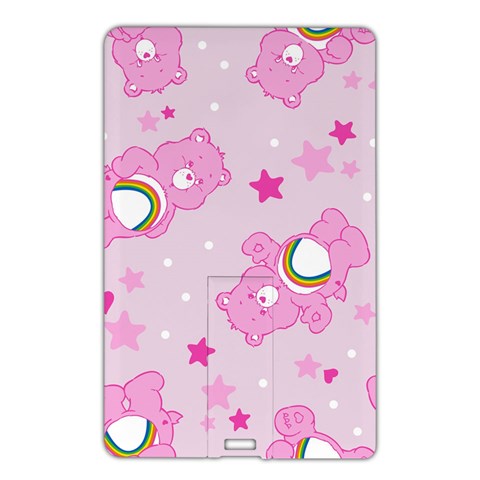 Cheer Bear Pink, Care, Care Bears, Cartoon Name Card Style USB Flash Drive from ArtsNow.com Front