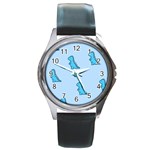 Dinosaur , Cute, Pastel, Round Metal Watch