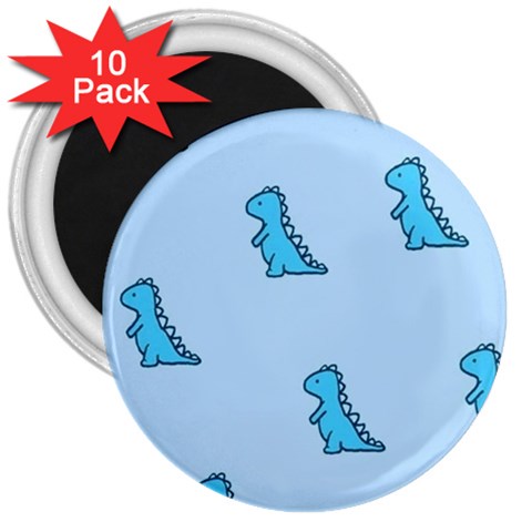 Dinosaur , Cute, Pastel, 3  Magnets (10 pack)  from ArtsNow.com Front