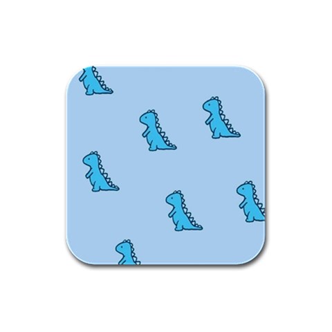 Dinosaur , Cute, Pastel, Rubber Square Coaster (4 pack) from ArtsNow.com Front