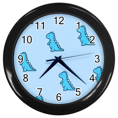 Dinosaur , Cute, Pastel, Wall Clock (Black) from ArtsNow.com Front