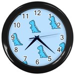 Dinosaur , Cute, Pastel, Wall Clock (Black)