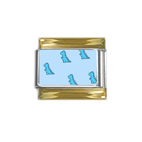 Dinosaur , Cute, Pastel, Gold Trim Italian Charm (9mm) from ArtsNow.com Front