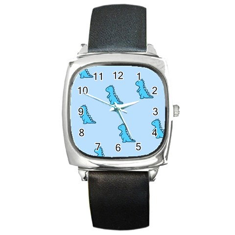 Dinosaur , Cute, Pastel, Square Metal Watch from ArtsNow.com Front