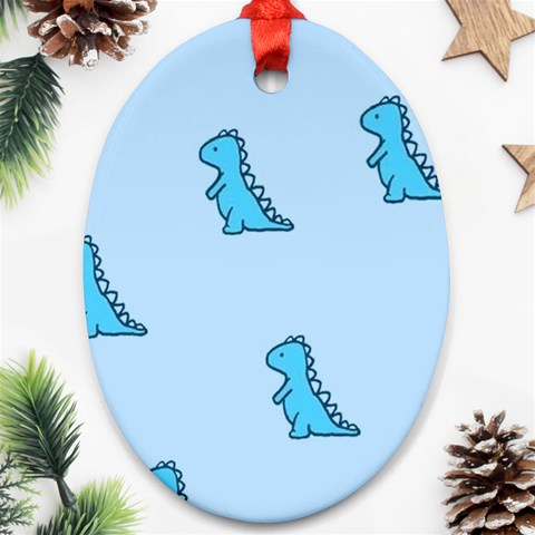 Dinosaur , Cute, Pastel, Oval Ornament (Two Sides) from ArtsNow.com Front