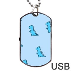 Dinosaur , Cute, Pastel, Dog Tag USB Flash (Two Sides) from ArtsNow.com Front