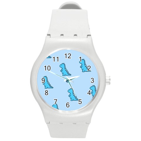 Dinosaur , Cute, Pastel, Round Plastic Sport Watch (M) from ArtsNow.com Front