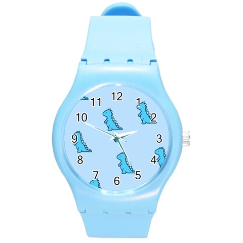 Dinosaur , Cute, Pastel, Round Plastic Sport Watch (M) from ArtsNow.com Front