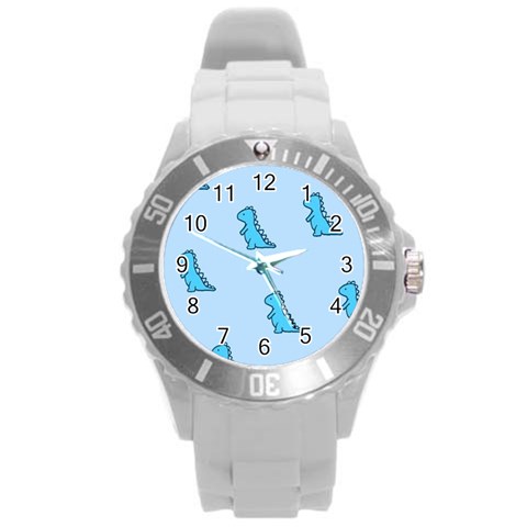 Dinosaur , Cute, Pastel, Round Plastic Sport Watch (L) from ArtsNow.com Front