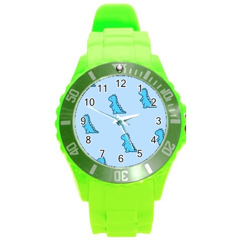 Dinosaur , Cute, Pastel, Round Plastic Sport Watch (L) from ArtsNow.com Front