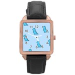 Dinosaur , Cute, Pastel, Rose Gold Leather Watch 