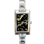 Marble Black, Kiss, Gold, Pretty Rectangle Italian Charm Watch