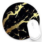 Marble Black, Kiss, Gold, Pretty Round Mousepad