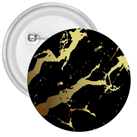 Marble Black, Kiss, Gold, Pretty 3  Buttons from ArtsNow.com Front